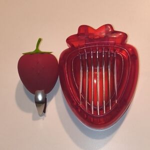 Red Strawberry Slicer and Huller Set
